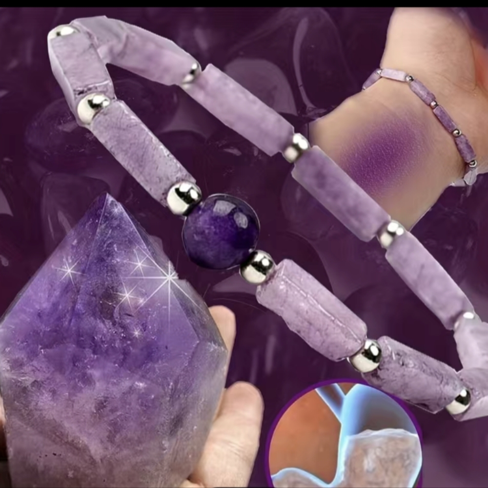 Amethyst Natural Stone Bracelet For Healing Improves Sleep NWT